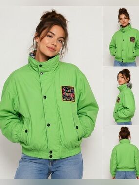 VINTAGE 90s Adidas x Descente Reversible Snowboarding Jacket - Neon Green Grail